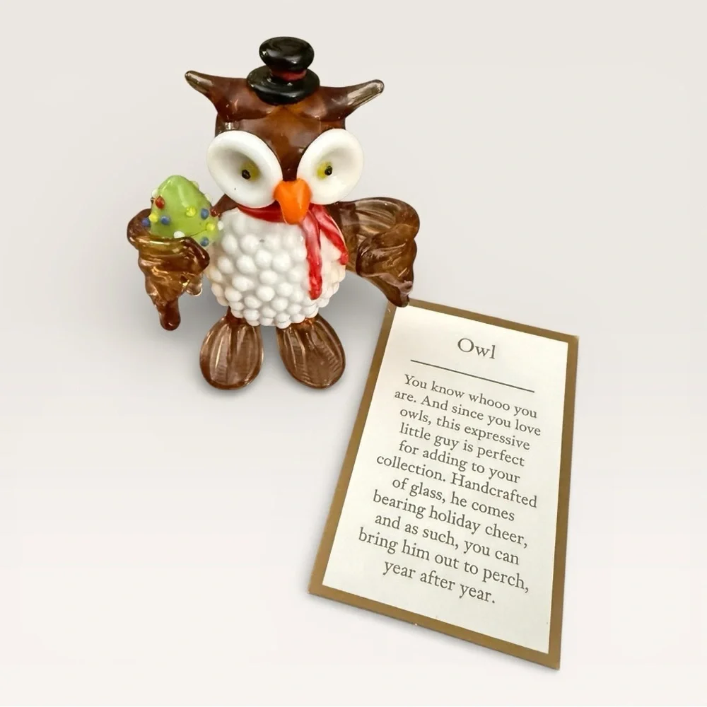 Pier 1 Imports Hand-Blown Art Glass Owl Figurine - New in Box